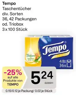Bipa Tempo Taschentücher Angebot