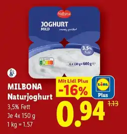 Lidl Milbona Naturjoghurt Angebot