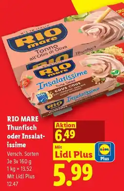 Lidl Rio Mare Thunfisch oder Insalatissime Angebot