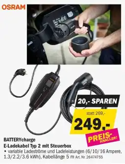 Forstinger OSRAM BATTERYcharge E-Ladekabel Typ 2 mit Steuerbox Angebot