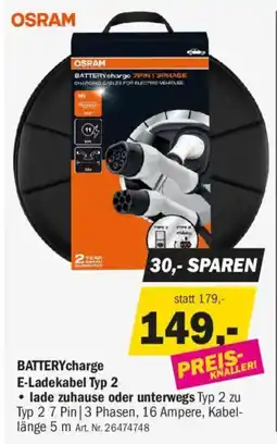 Forstinger OSRAM BATTERYcharge E-Ladekabel Typ 2 Angebot