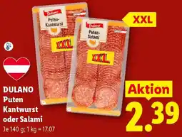 Lidl DULANO Puten Kantwurst oder Salami Angebot