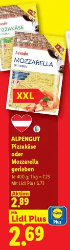 Lidl ALPENGUT Pizzakäse oder Mozzarella gerieben Angebot