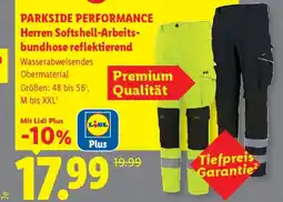 Lidl Parkside Performance Herren Softshell-Arbeitsbundhose reflektierend Angebot