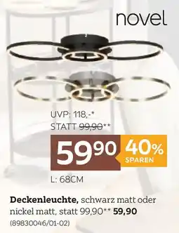 XXXLutz novel Deckenleuchte, schwarz matt oder nickel matt Angebot