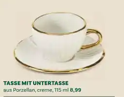 Bellaflora Tasse mit Untertasse aus Porzellan, creme Angebot