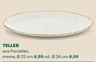 Teller aus Porzellan, creme