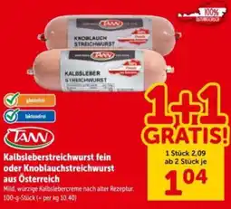 Interspar TANW Kalbsleberstreichwurst fein oder Knoblauchstreichwurst Angebot