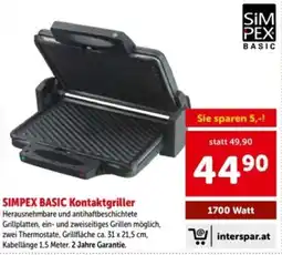 Interspar SIMPEX BASIC Kontaktgriller Angebot