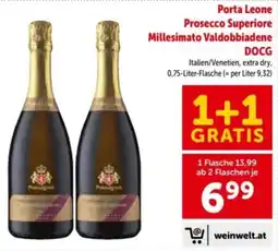 Interspar Porta Leone Prosecco Superiore Millesimato Valdobbiadene DOCG Angebot