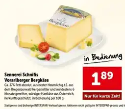 Interspar Sennerei Schnifis Vorarlberger Bergkäse Angebot