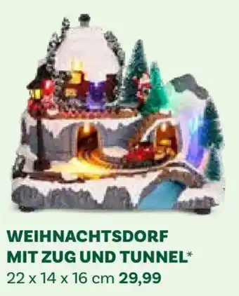 Weihnachtsdorf mit Zug und Tunnel