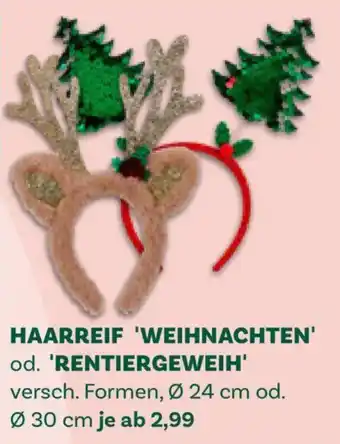 Haarreif 'Weihnachten' od. 'Rentiergeweih'
