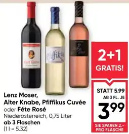Maximarkt Lenz Moser, Alter Knabe, Pfiffikus Cuvée oder Fête Rosé Angebot