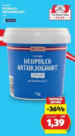 Hofer Milsani Heumilch Naturjoghurt Angebot