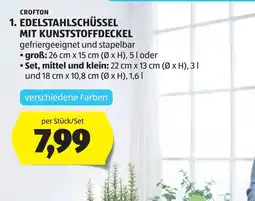 Hofer Crofton Edelstahlschüssel mit Kunststoffdeckel Angebot