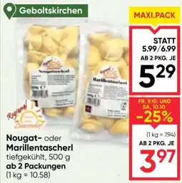 Maximarkt Nougat- oder Marillentascherl Angebot