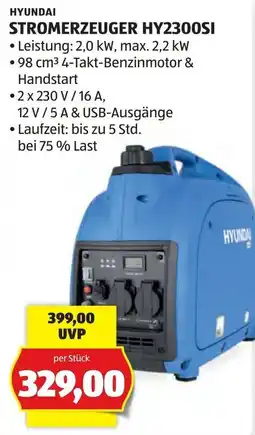 Hofer Hyundai Stromerzeuger HY2300SI Angebot