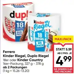 Maximarkt Ferrero Kinder Riegel, Duplo Riegel Angebot