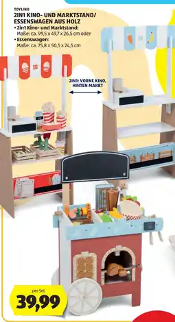 Hofer TOYLI NO 2IN1 KINO- UND MARKTSTAND/ ESSEN SWAGEN AUS HOLZ Angebot
