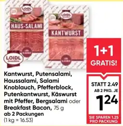 Maximarkt Kantwurst, Putensalami, Haussalami, Salami Knoblauch, Pfefferblock, Putenkantwurst, Käswurst mit Pfeffer, Bergsalami Angebot