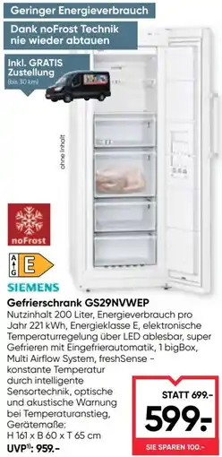 Maximarkt Gefrierschrank GS29NVWEP Angebot