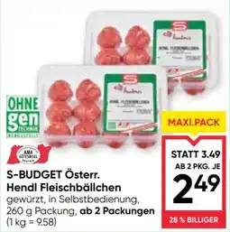 Maximarkt S-Budget Hendl Fleischbällchen Angebot