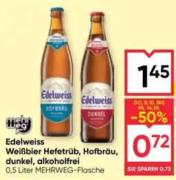 Maximarkt Edelweiss Weißbier Hefetrüb, Hofbräu, dunkel, alkoholfrei Angebot