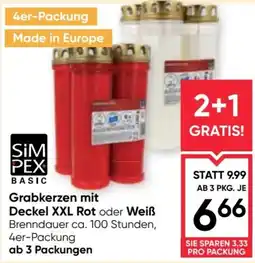 Maximarkt SimPex Basic Grabkerzen mit Deckel XXL Rot oder Weiß Angebot