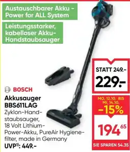 Maximarkt BOSCH Akkusauger BBS611LAG Angebot