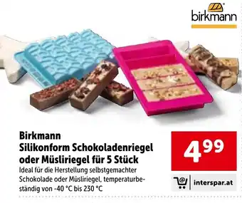 Birkmann Silikonform Schokoladenriegel oder Müsliriegel