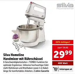 Interspar Silva Homeline Handmixer mit Rührschüssel Angebot