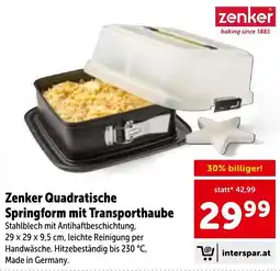Interspar Zenker Quadratische Springform mit Transporthaube Angebot