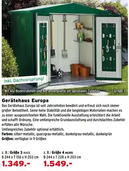 Salzburger Lagerhaus Gerätehaus Europa Angebot