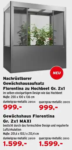Salzburger Lagerhaus Nachrüstbarer Gewächshausaufsatz Florentina zu Hochbeet Gr. 2x1 Angebot