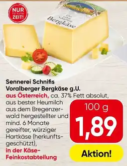 Spar Sennerei Schniffs Voralberger Bergkäse g.U. Angebot