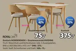 JYSK ROYAL OAK Essstisch NORDENSKOV + Esszimmerstuhl HVIDING Angebot