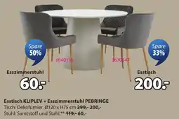 JYSK Esstisch KLIPLEV + Esszimmerstuhl PEBRINGE Angebot