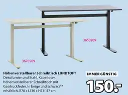 JYSK Höhenverstellbarer Schreibtisch LUNDTOFT Angebot