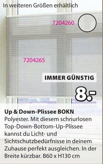 Up & Down-Plissee BOKN Angebot bei JYSK