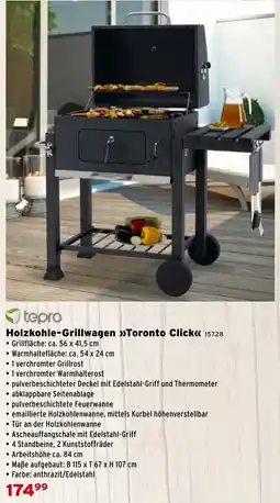 Salzburger Lagerhaus tepro Holzkohle-Grillwagen Toronto Click Angebot