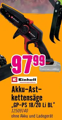 Hornbach Einhell Akku-Astkettensäge „GP-PS 18/20 Li BL" Angebot