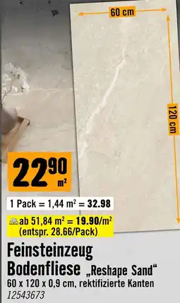 Hornbach Feinsteinzeug Bodenfliese „Reshape Sand“ Angebot