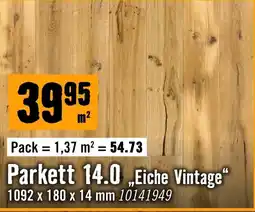 Hornbach Parkett 14.0 „Eiche Vintage“ Angebot