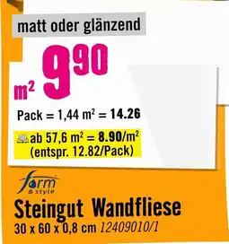 Hornbach form & style Steingut Wandfliese Angebot