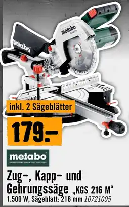 Hornbach metabo Zug-, Kapp- und Gehrungssäge „KGS 216 M“ Angebot