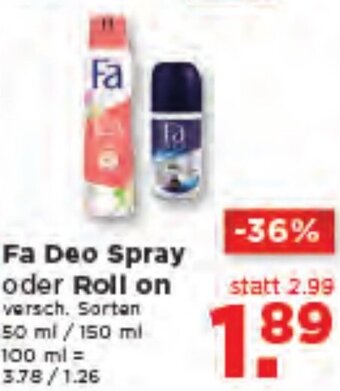 Unimarkt Fa Deo Spray Oder Roll On Angebot
