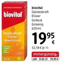dm biovital Geisteskraft Elixier Ginko & Ginseng Angebot