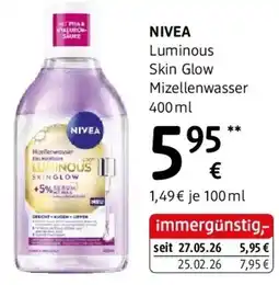 dm NIVEA Luminous Skin Glow Mizellenwasser Angebot