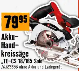 Hornbach Einhell Akku Handkreissäge TE-CS 18/165 Solo Angebot
